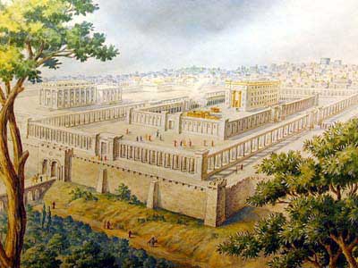 一人の人のようになった神殿を再建するイスラエル人たち